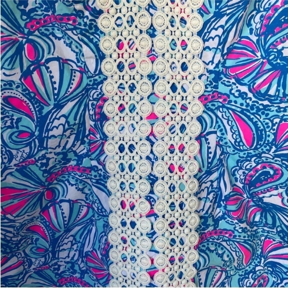 Lilly Pulitzer for Target My Fans Shift Dress Blue Pink Butterfly Crochet Trim - Picture 4 of 9